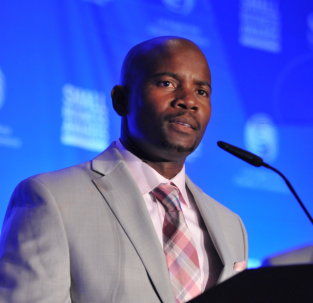 Travis Mack accepting Small Business Person of the Year